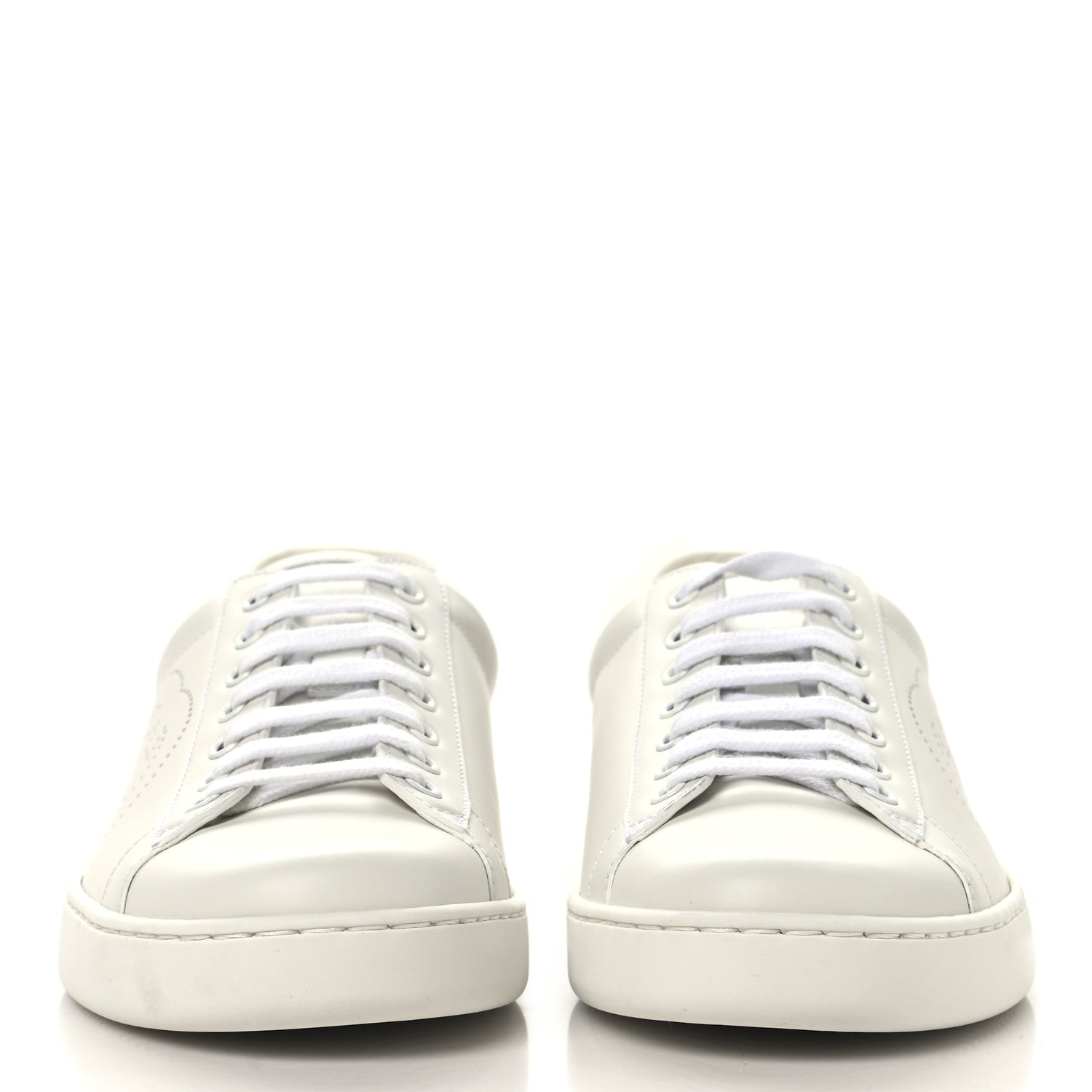 Gucci Calfskin Interlocking G Perforated Mens Ace Sneakers 8 White Grey Sky 3 of 10