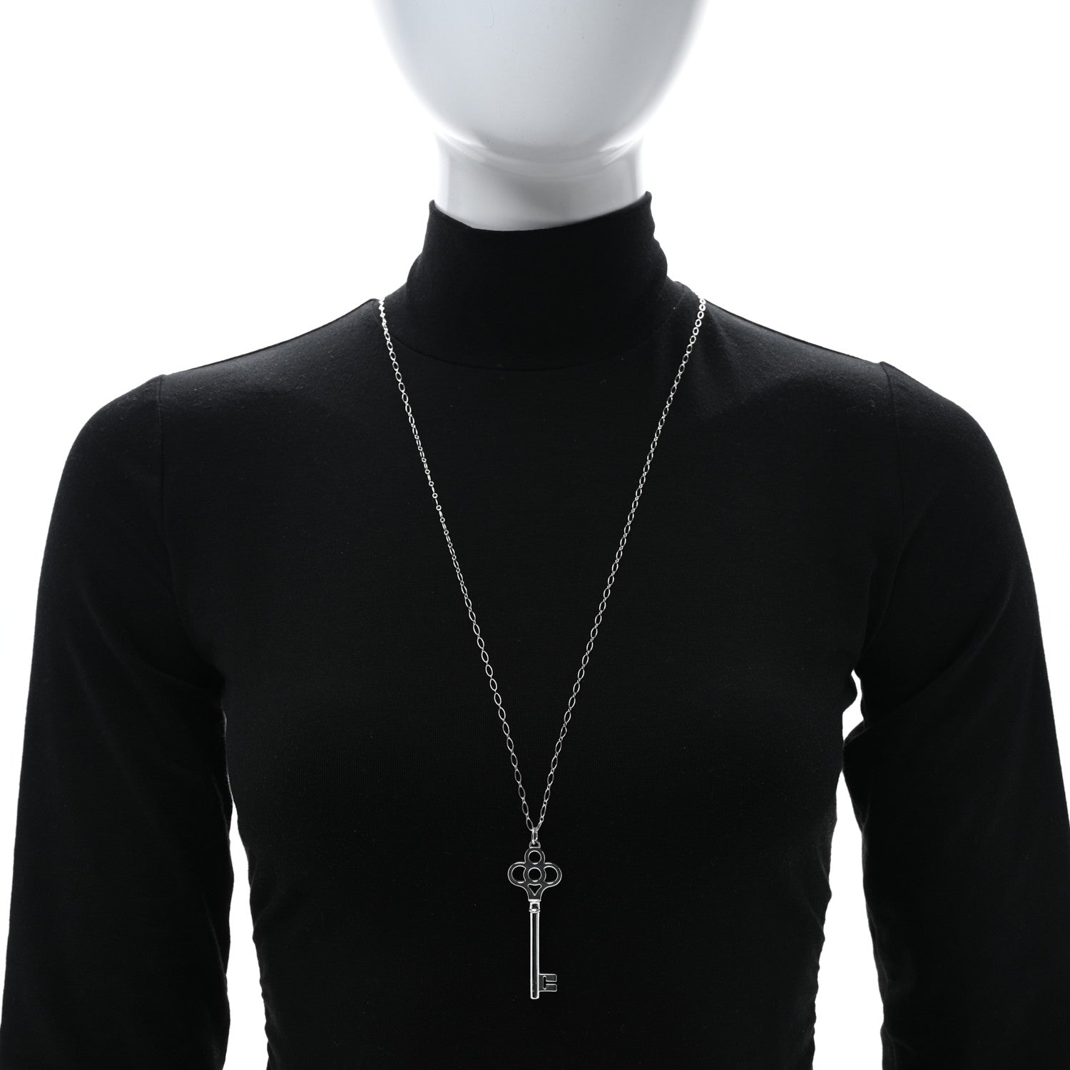 Tiffany Sterling Silver Large Crown Key Pendant Necklace 2 of 4