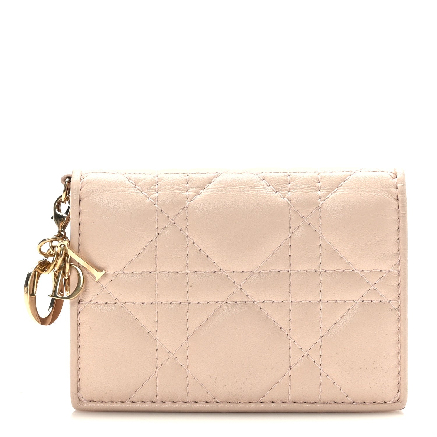 Christian Dior Lambskin Cannage Mini Lady Dior Wallet Aesthetic Beige 1 of 7