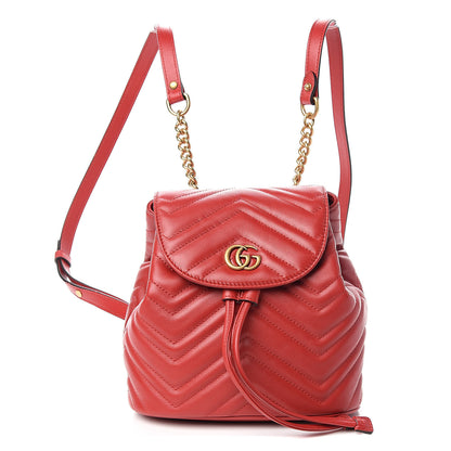 Gucci Calfskin Matelasse GG Marmont Flap Backpack Hibiscus Red 1 of 11