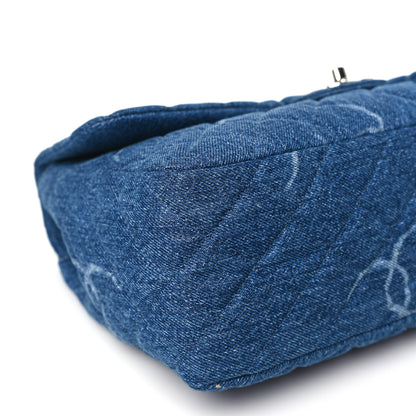Chanel Denim Quilted CC Print Jumbo Single Flap Blue 9 of 10