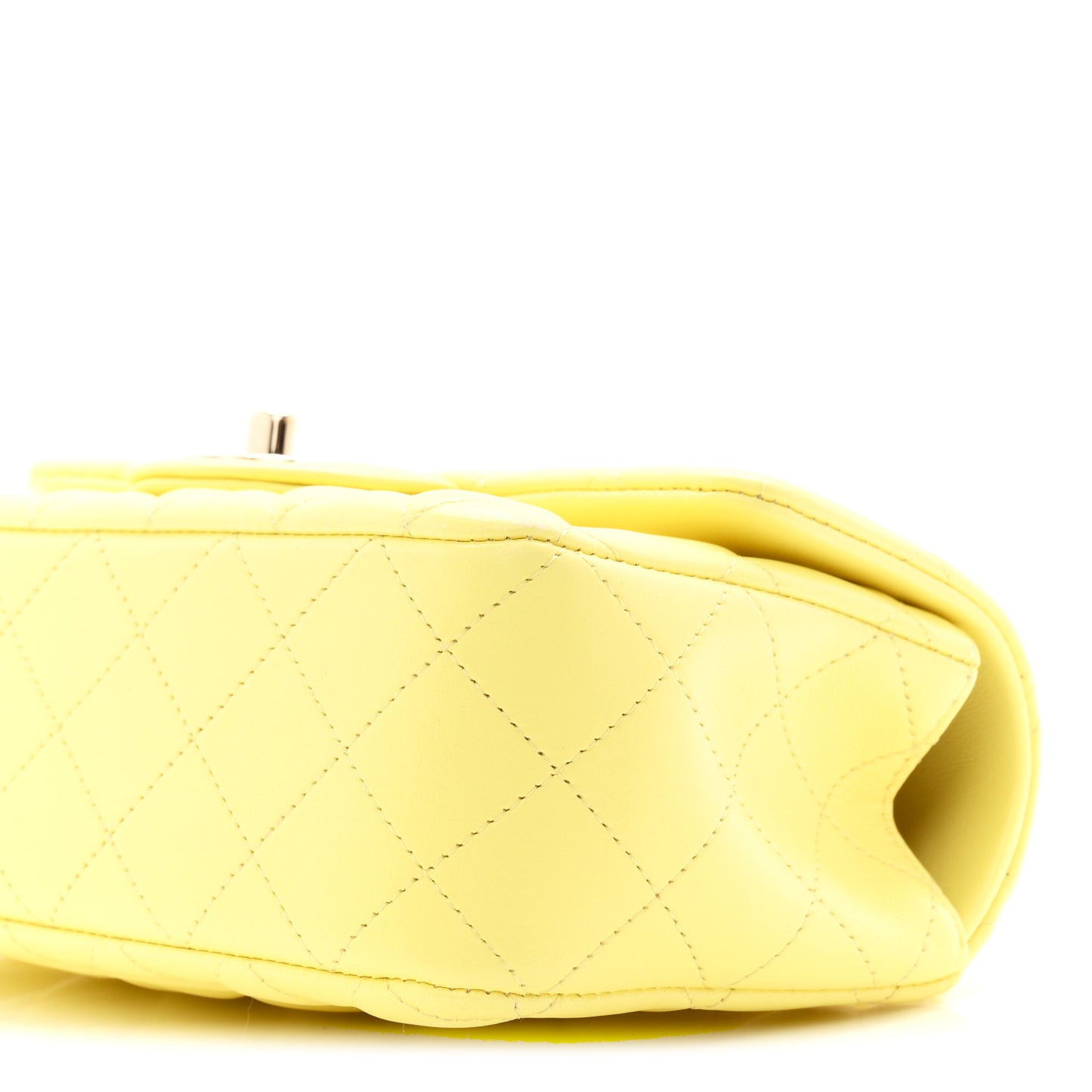 Lambskin Quilted Mini Chain Top Handle Rectangular Flap Light Yellow