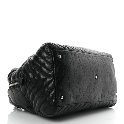 Chanel Aged Calfskin Chevron Large Soft Bowling Bag Black 4 of 17