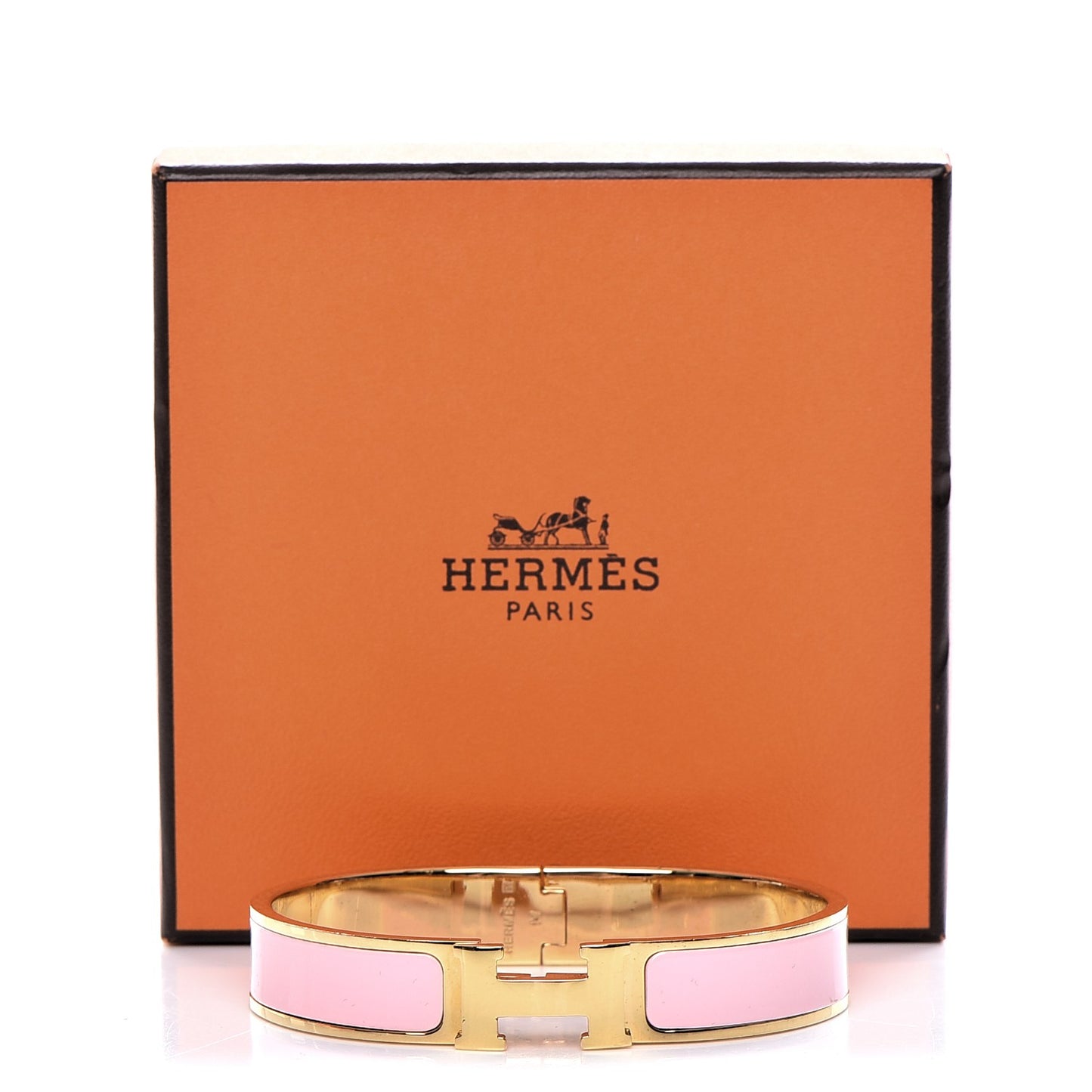 Enamel Narrow Clic Clac H Bracelet GM Rose Dragee
