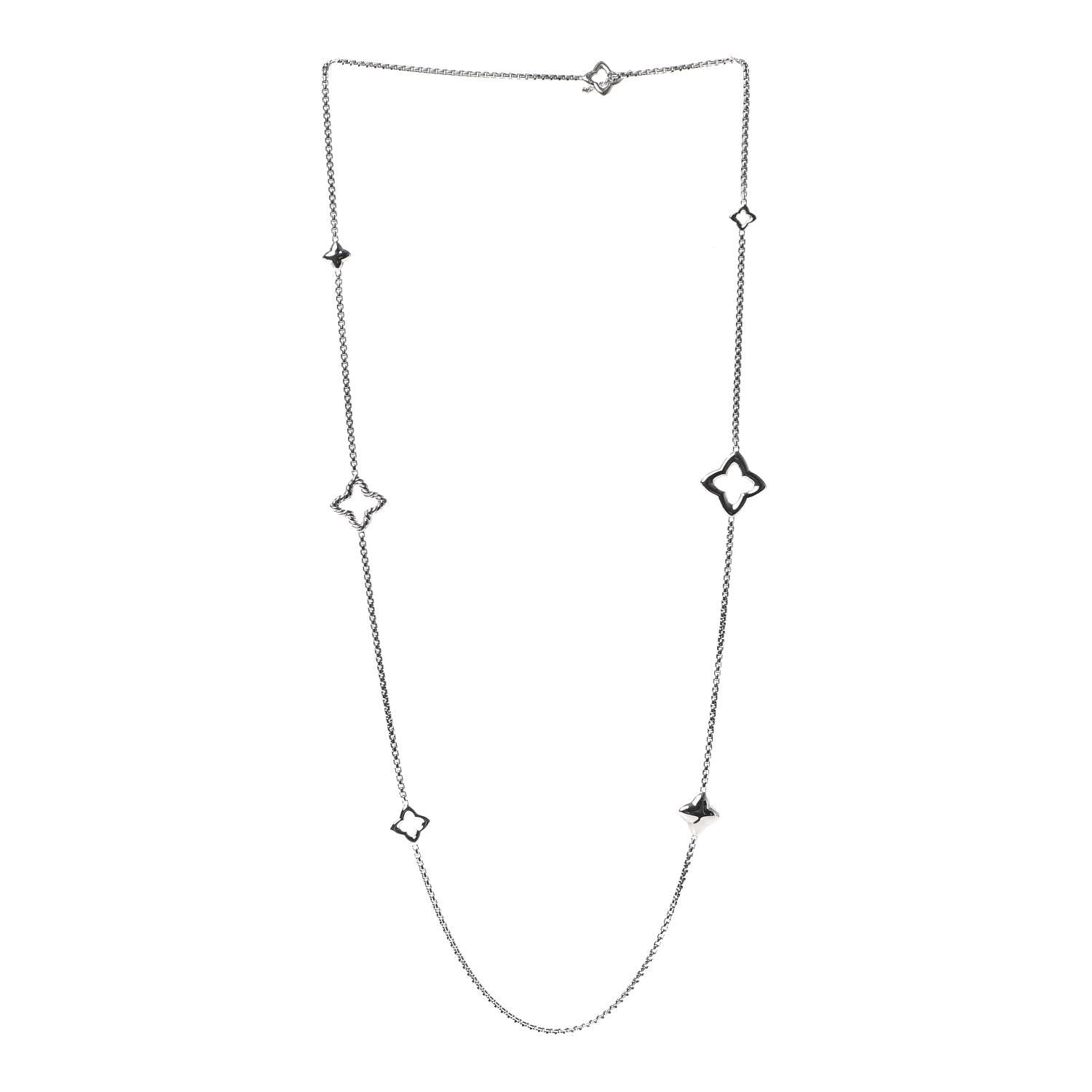 David Yurman Sterling Silver 25mm Quatrefoil Chain Necklace 3 of 4