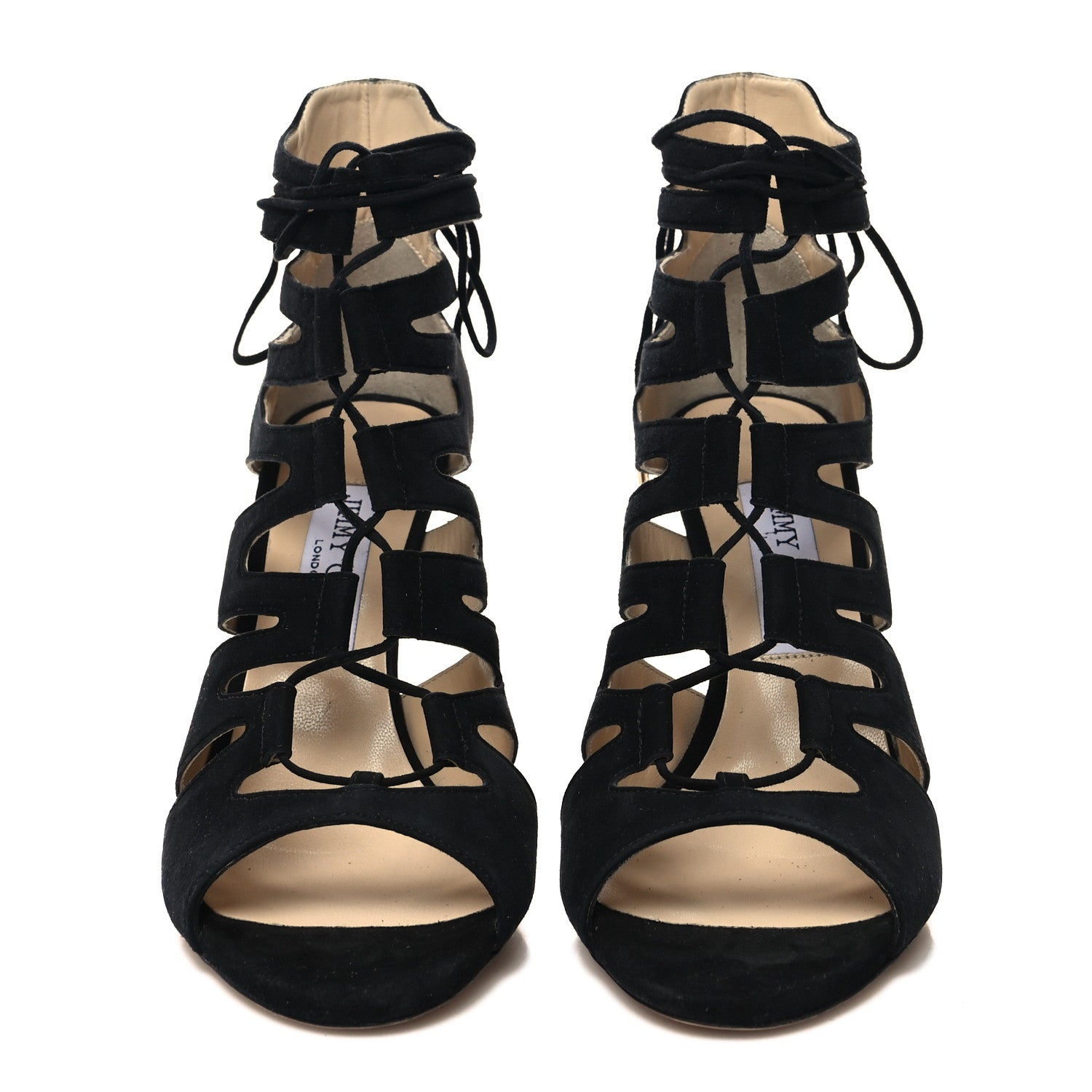 Jimmy Choo Suede Hitch 100 Lace Up Sandals 38.5 Black 2 of 7