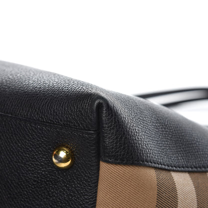 Burberry Derby Calfskin House Check Medium Welburn Tote Black 12 of 13