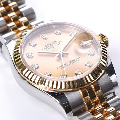 Rolex Stainless Steel 18K Yellow Gold Diamond 31mm Oyster Perpetual Datejust Watch Champagne 178273 7 of 8