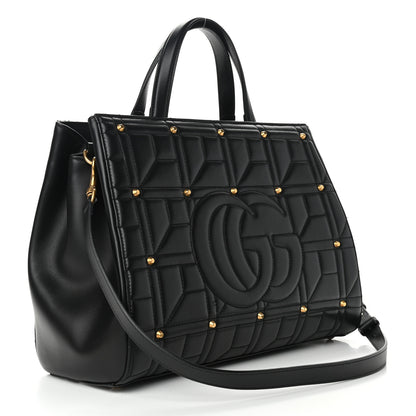 Gucci Calfskin Matelasse Studded Medium GG Marmont Tote Black 3 of 11
