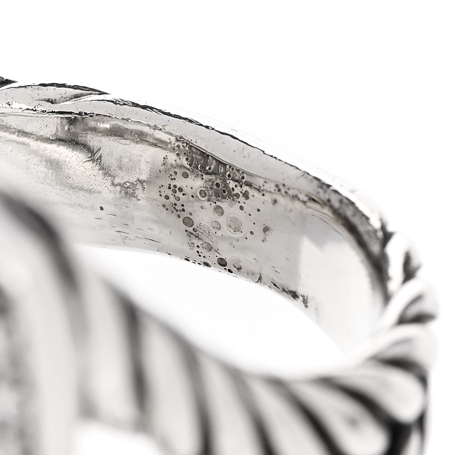 David Yurman Sterling Silver Diamond Prasiolite 20mm Albion Ring 52 6 7 of 8