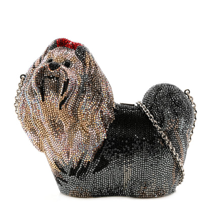 Judith Leiber Crystal Yorkie Charlie Perla Minaudiere Clutch 3 of 14