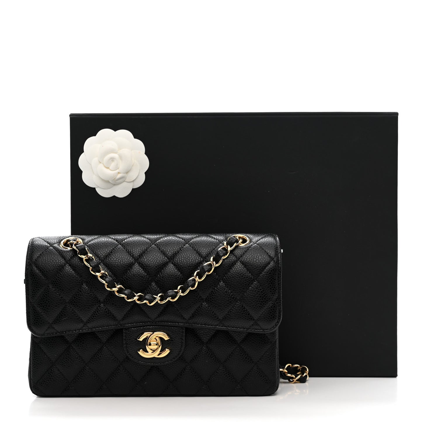 Caviar Quilted Small Double Flap Black