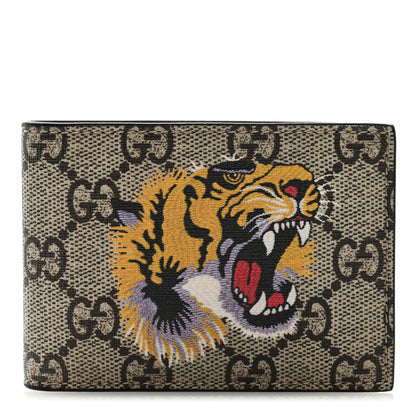 Gucci GG Supreme Monogram Tiger Bi-Fold Wallet Beige 1 of 6