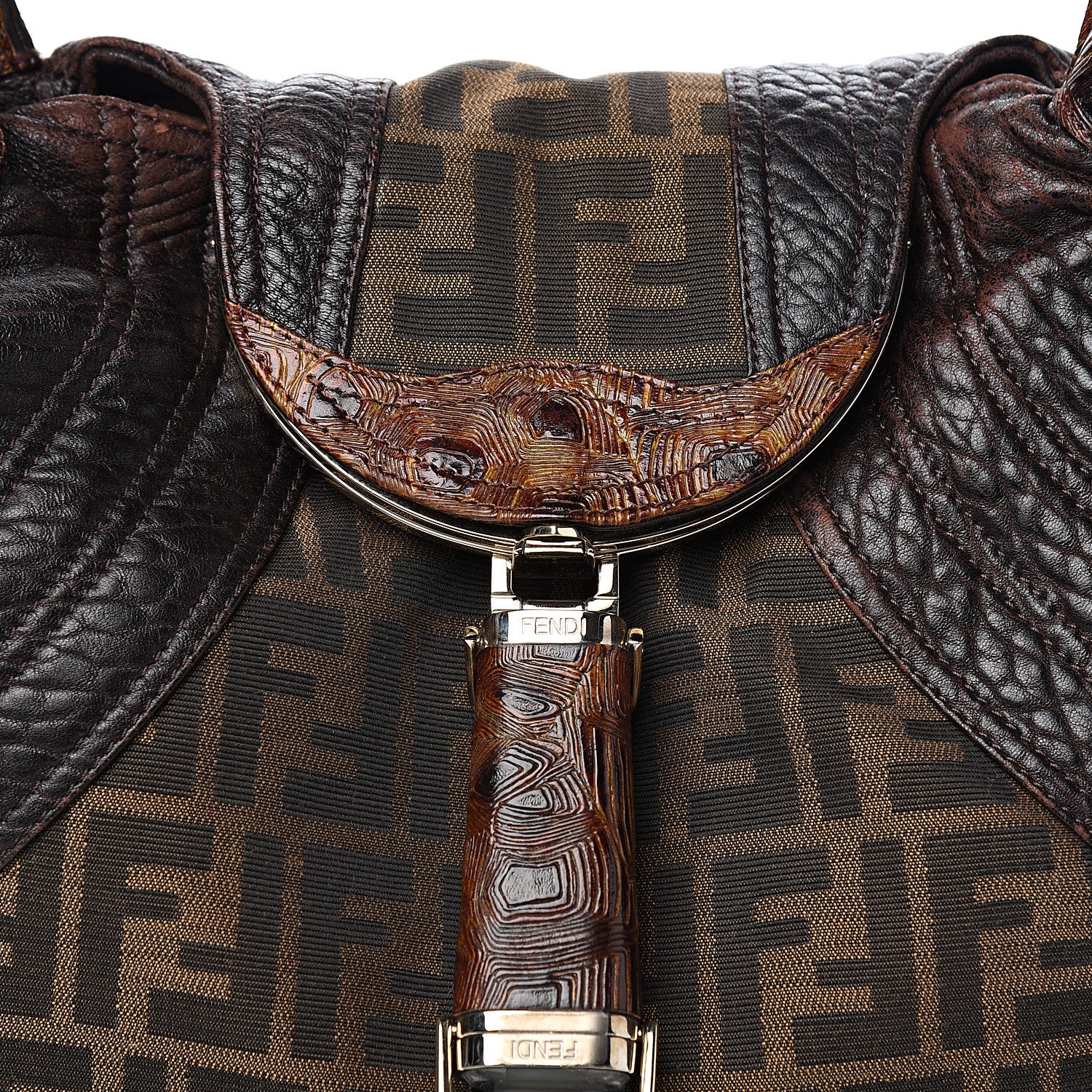 Fendi Zucca Nappa Nuvolata Vitello Tortuga Spy Tobacco Moro 9 of 9