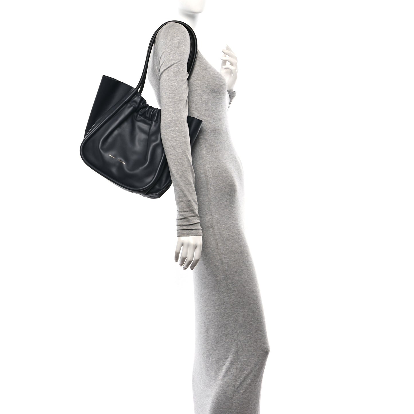 Calfskin Large Ruched Tote Dark Navy