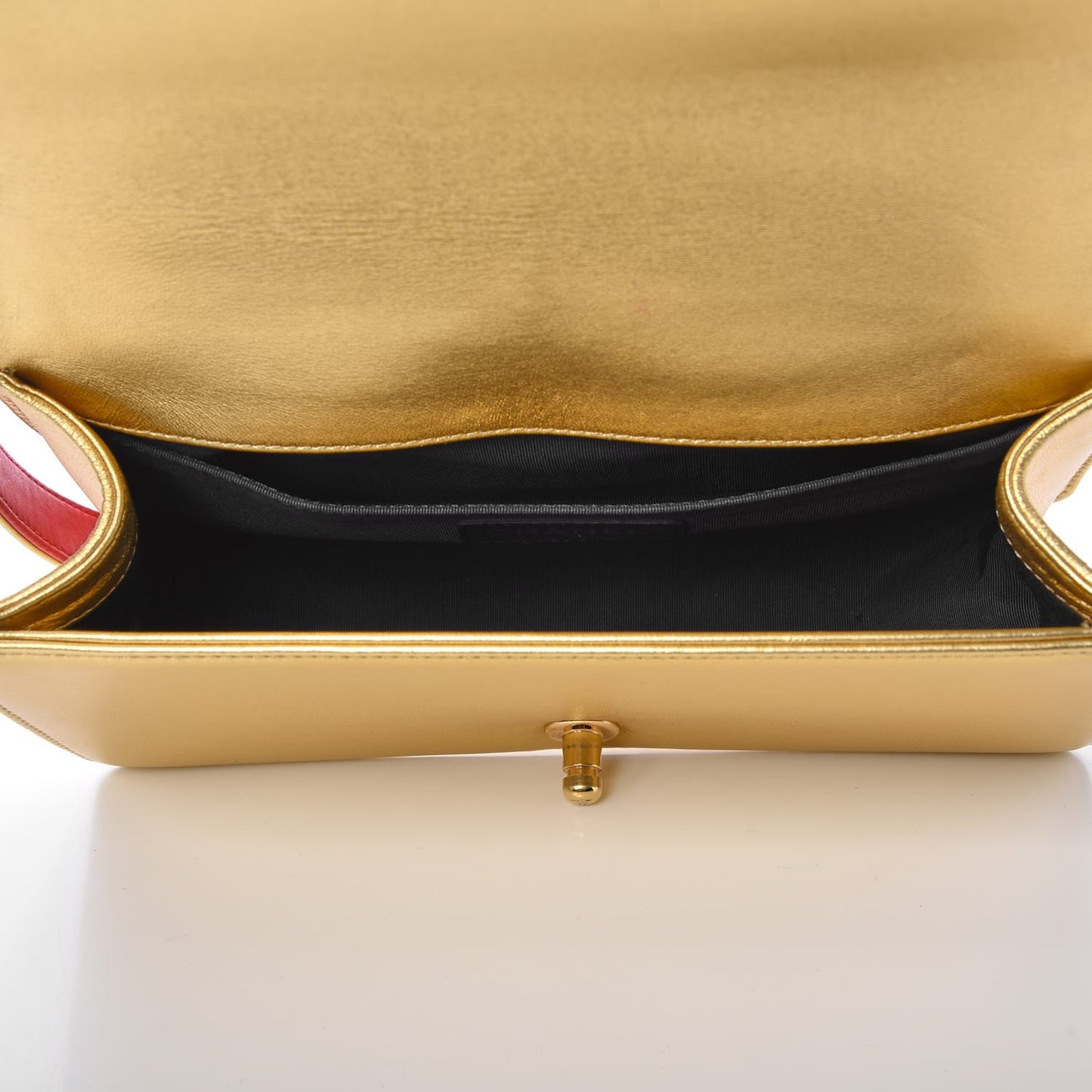 Metallic Lambskin Embossed Medium Cube Boy Flap Gold