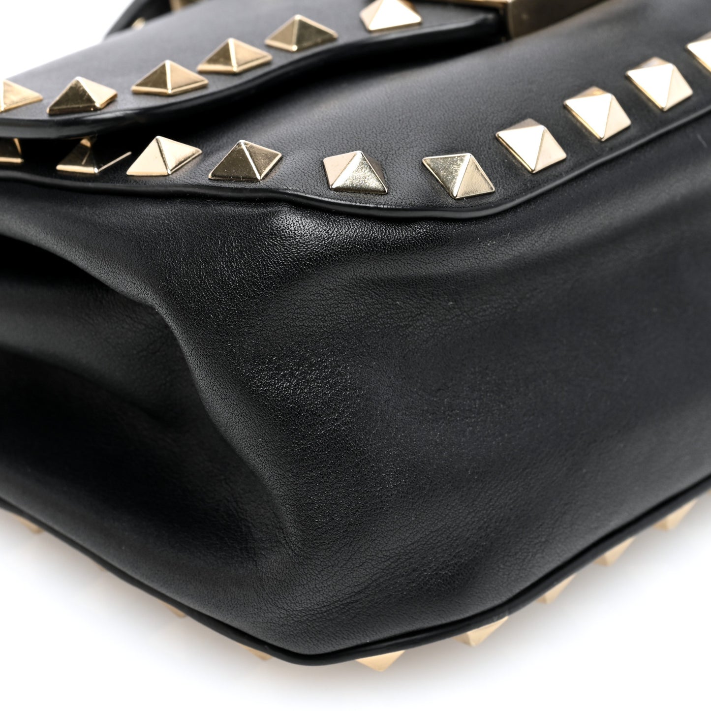 Vitello Mini Rockstud Flap Saddle Crossbody Bag Black
