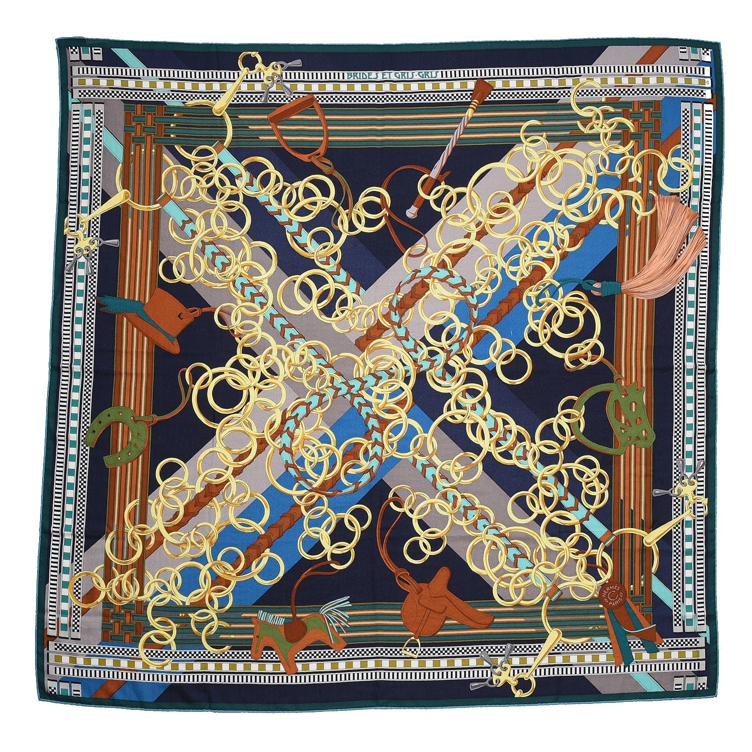 Hermes Cashmere Silk Brides Et Gris Shawl 140 1 of 6