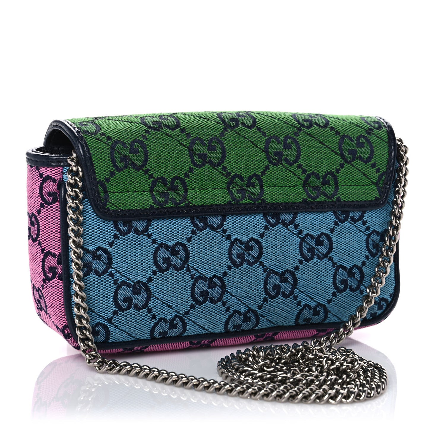 Monogram Multicolor Matelasse Diagonal Super Mini GG Marmont Shoulder Bag Green Blue Yellow Light Blue Pink