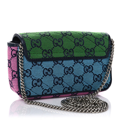 Gucci Monogram Multicolor Matelasse Diagonal Super Mini GG Marmont Shoulder Bag Green Blue Yellow Light Blue Pink 3 of 9