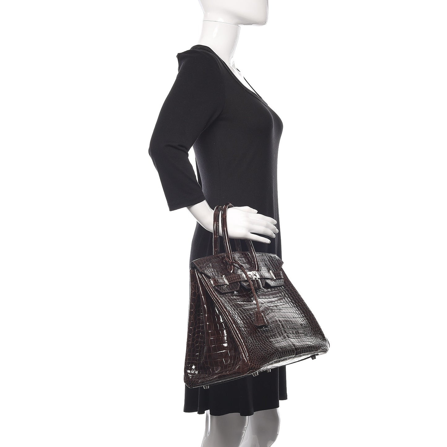 Shiny Porosus Crocodile Birkin 35 Cocoan