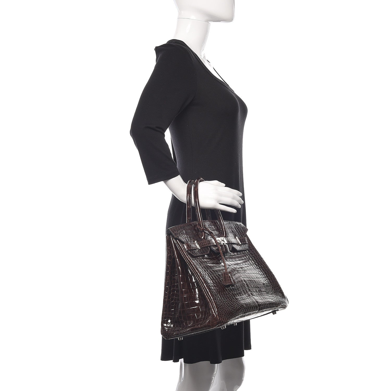 Hermes Shiny Porosus Crocodile Birkin 35 Cocoan 2 of 31