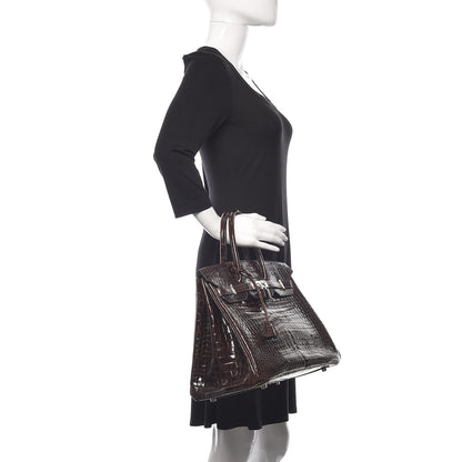 Hermes Shiny Porosus Crocodile Birkin 35 Cocoan 2 of 31