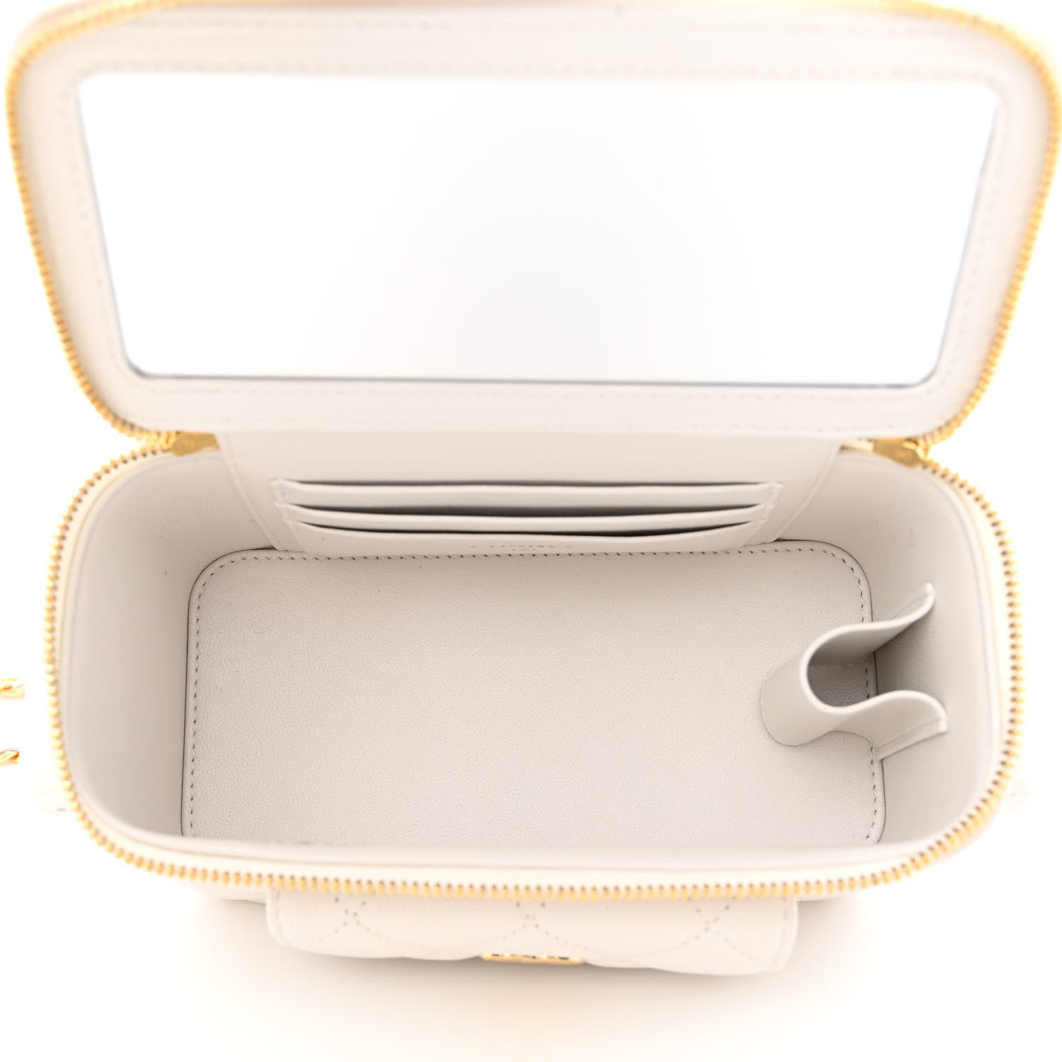 Chanel Caviar Quilted Polly Pocket East West Top Vanity With Chain White 5 of 11