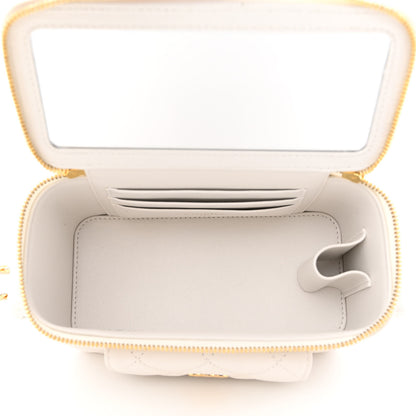Chanel Caviar Quilted Polly Pocket East West Top Vanity With Chain White 5 of 11