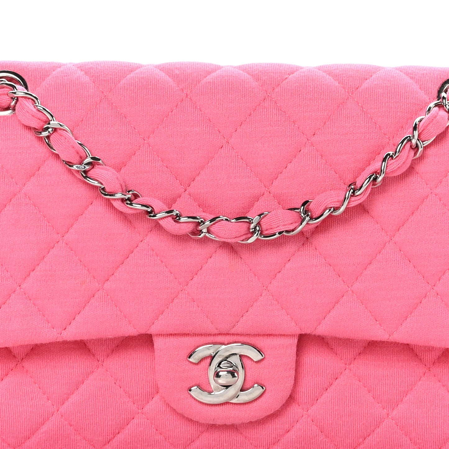 Jersey Quilted Medium Double Flap Dark Pink