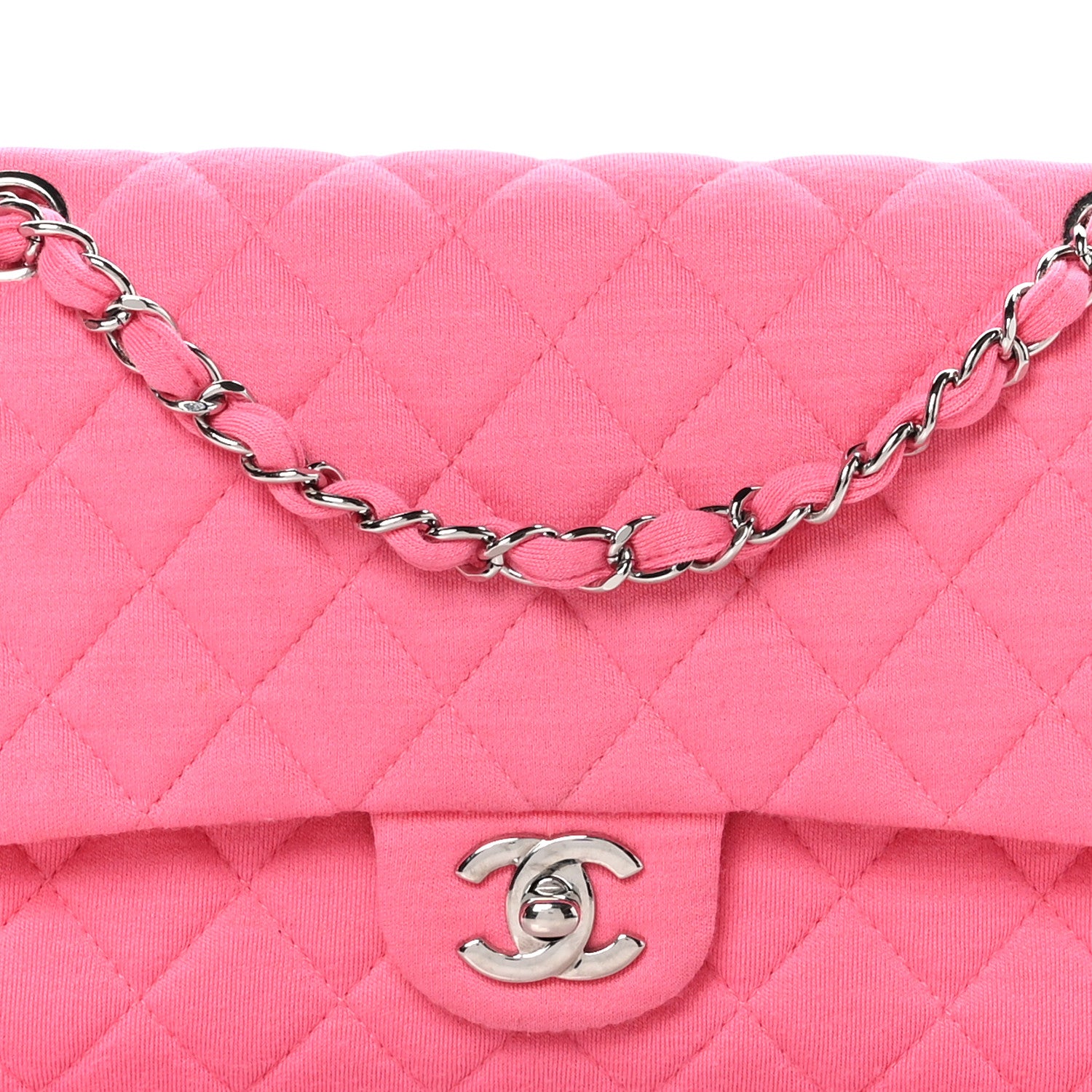 Chanel Jersey Quilted Medium Double Flap Dark Pink 8 of 10