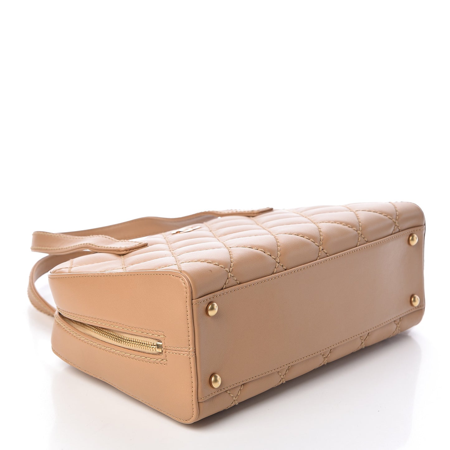 Calfskin Stitch Surpique Bowler Beige