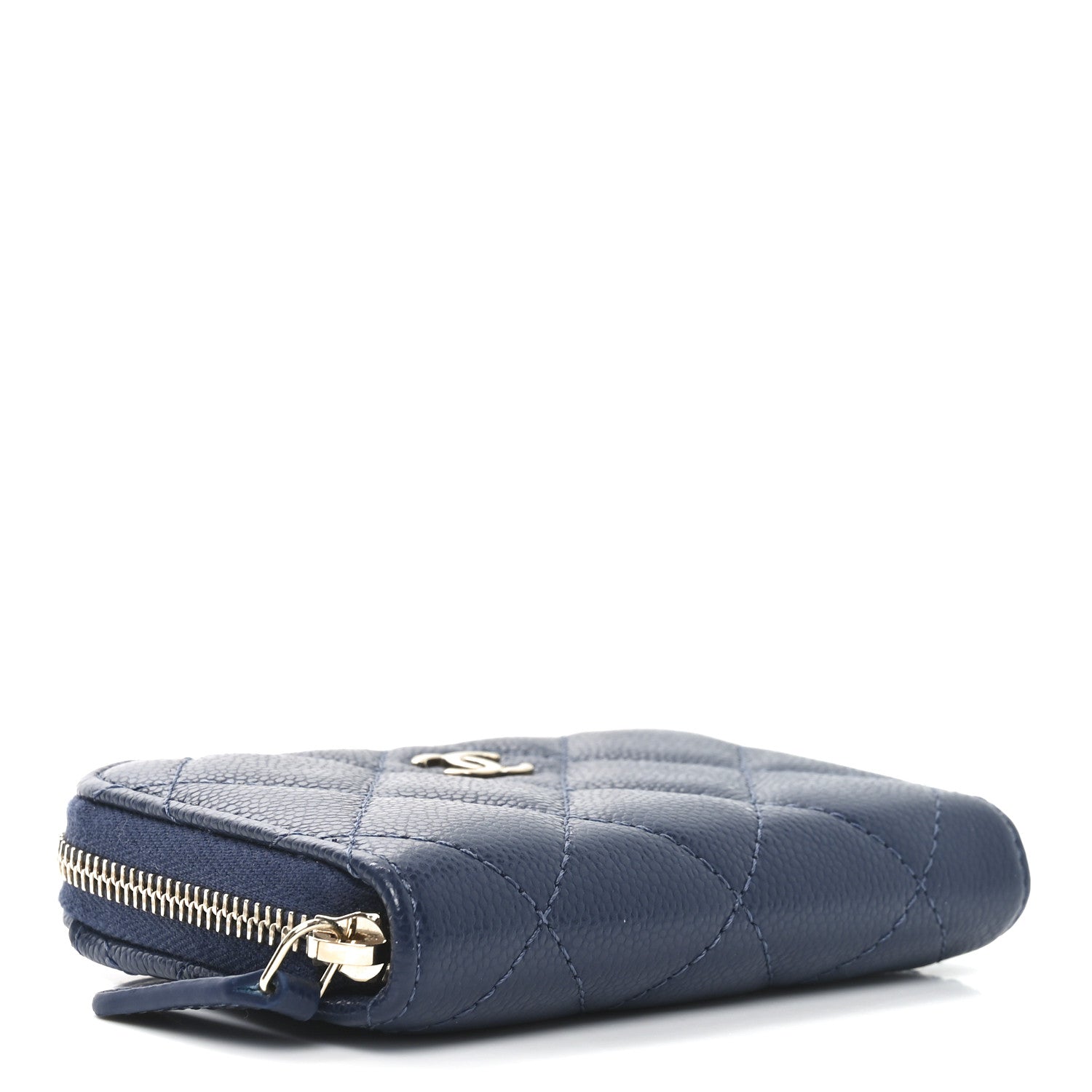 Chanel Caviar Quilted Zip Coin Purse Dark Blue 4 of 8