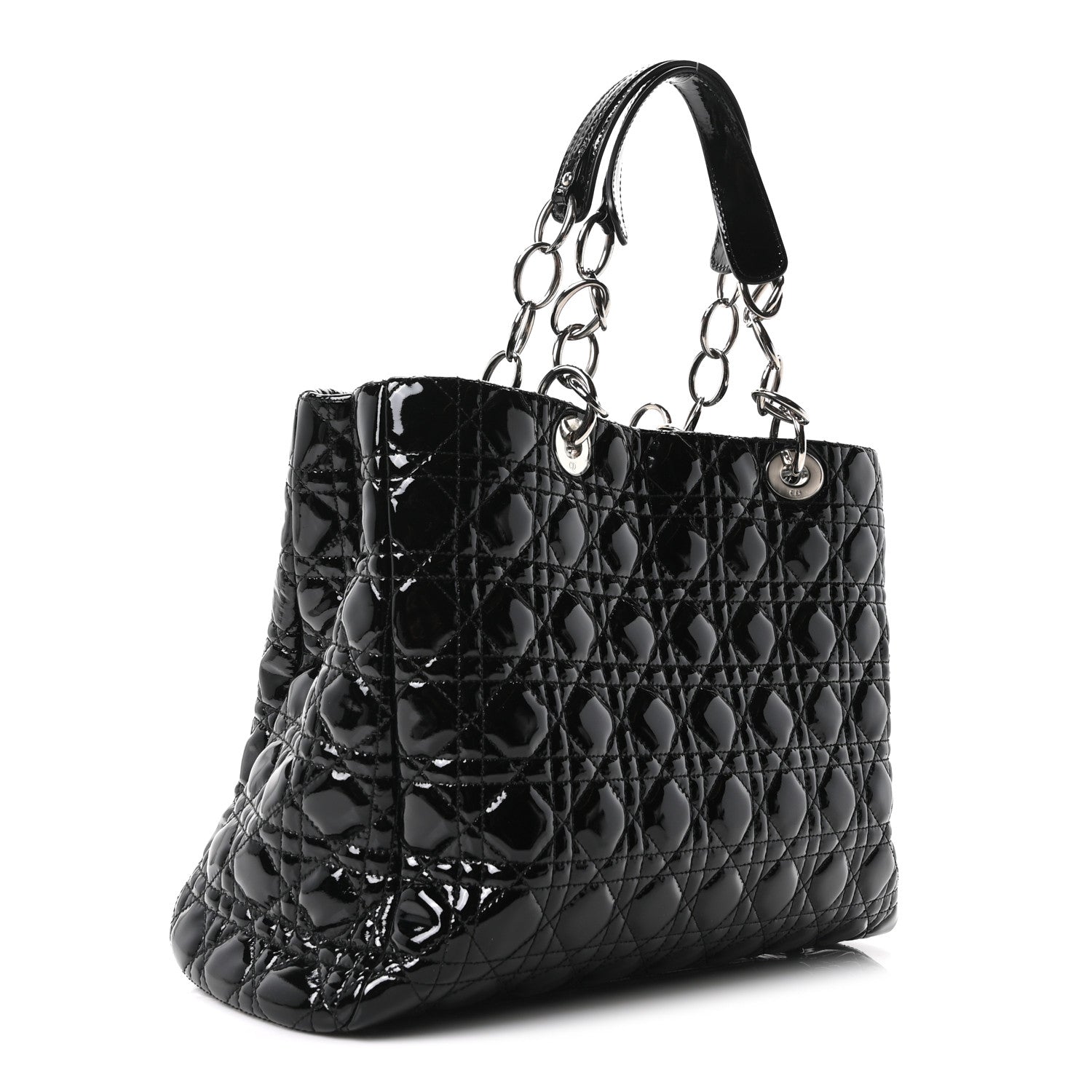 Christian Dior Patent Cannage Large Dior Soft Shopping Tote Black 3 of 10