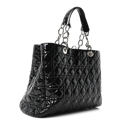 Christian Dior Patent Cannage Large Dior Soft Shopping Tote Black 3 of 10