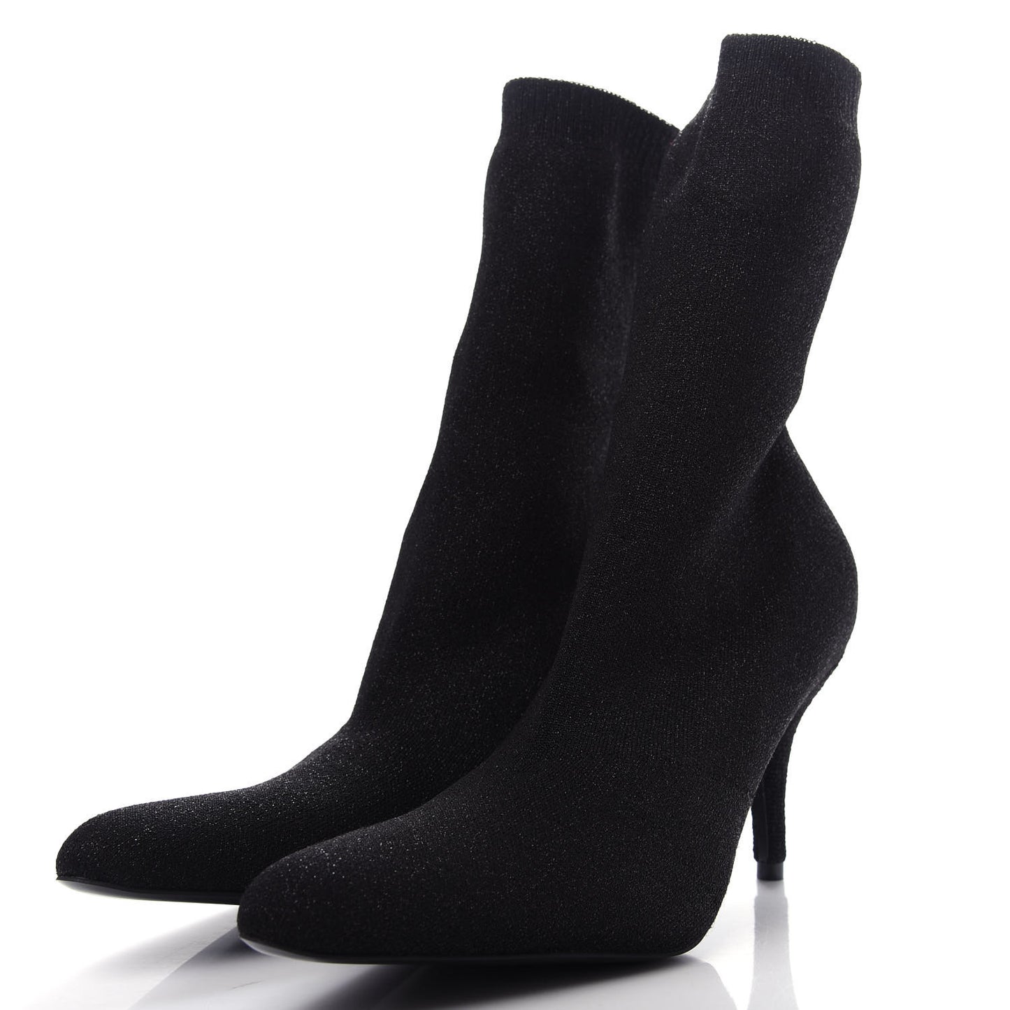 Knit Round Toe Knife Booties 36 Black