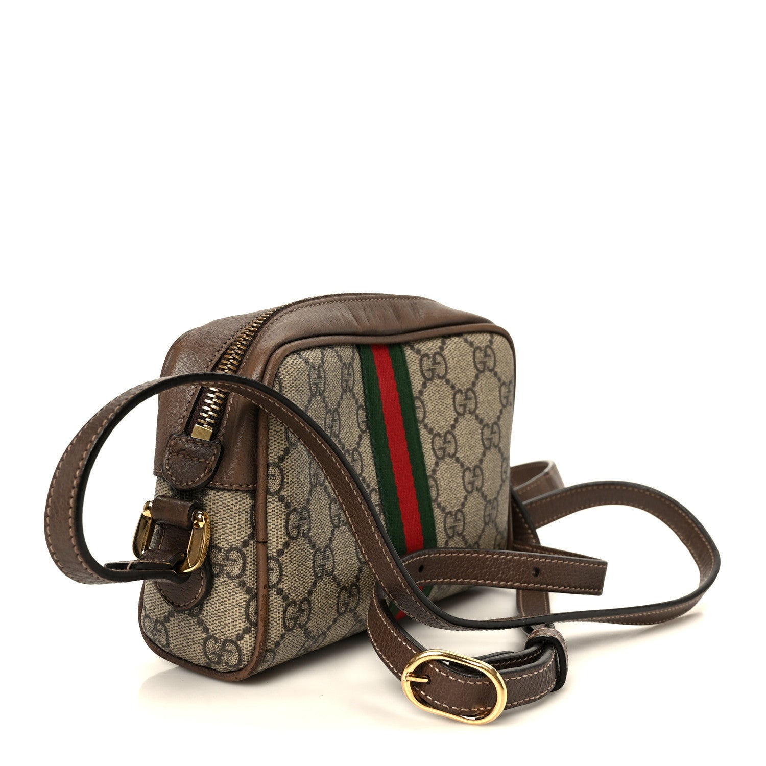 Gucci GG Supreme Monogram Web Mini Ophidia Shoulder Bag Brown 3 of 10