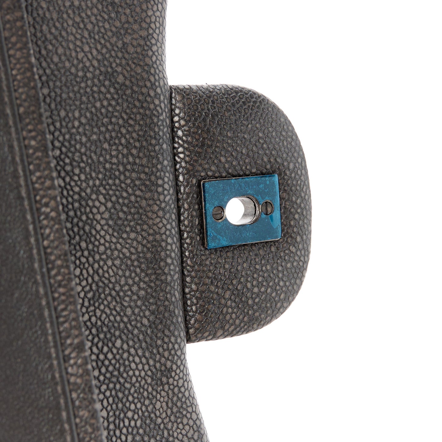 Metallic Caviar Quilted Jumbo Double Flap Dark Silver