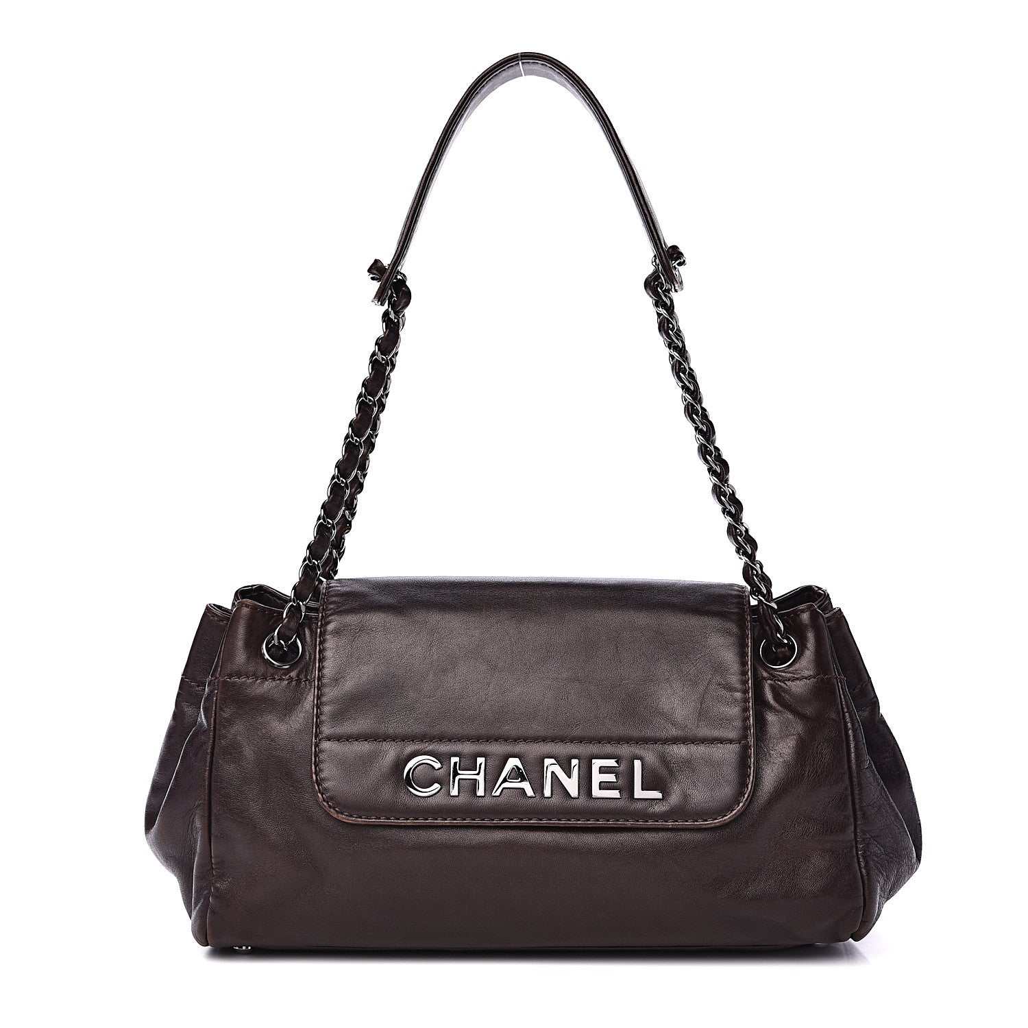 Chanel Lambskin Lax Accordion Flap Marron Fonce 1 of 14