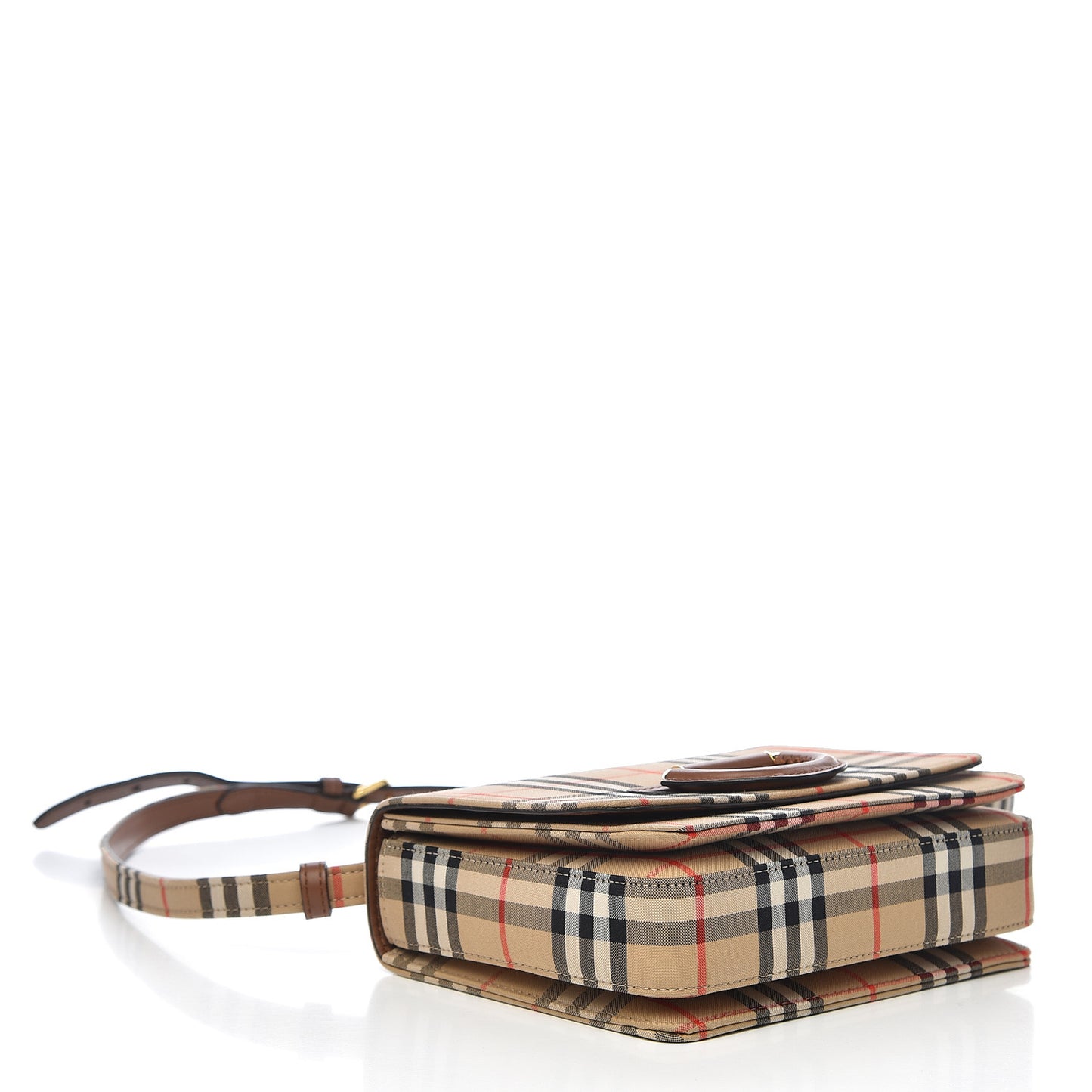 Cotton Canvas Vintage Check Small D-Ring Bag Brown