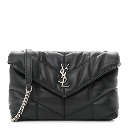 Saint Laurent Lambskin Quilted Toy Loulou Puffer Monogram Chain Satchel Storm 1 of 10