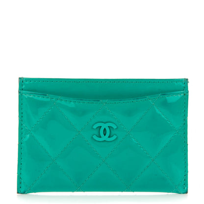 Chanel Patent Quilted Card Holder Green 1 of 11