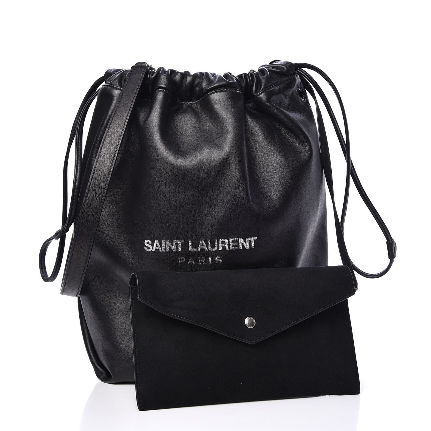 Lambskin Teddy Drawstring Bag Black
