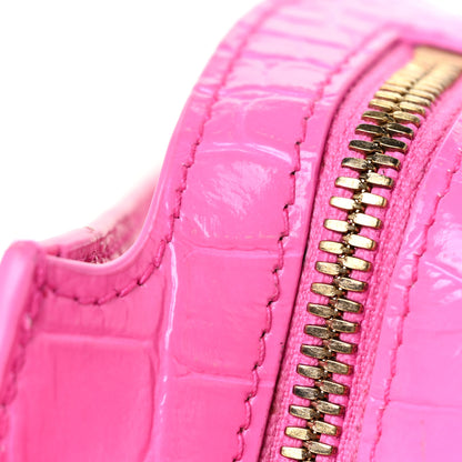 Balenciaga Calfskin Crocodile Embossed Neo Classic Gold Hardware Nano City Crossbody Neon Pink 22 of 22