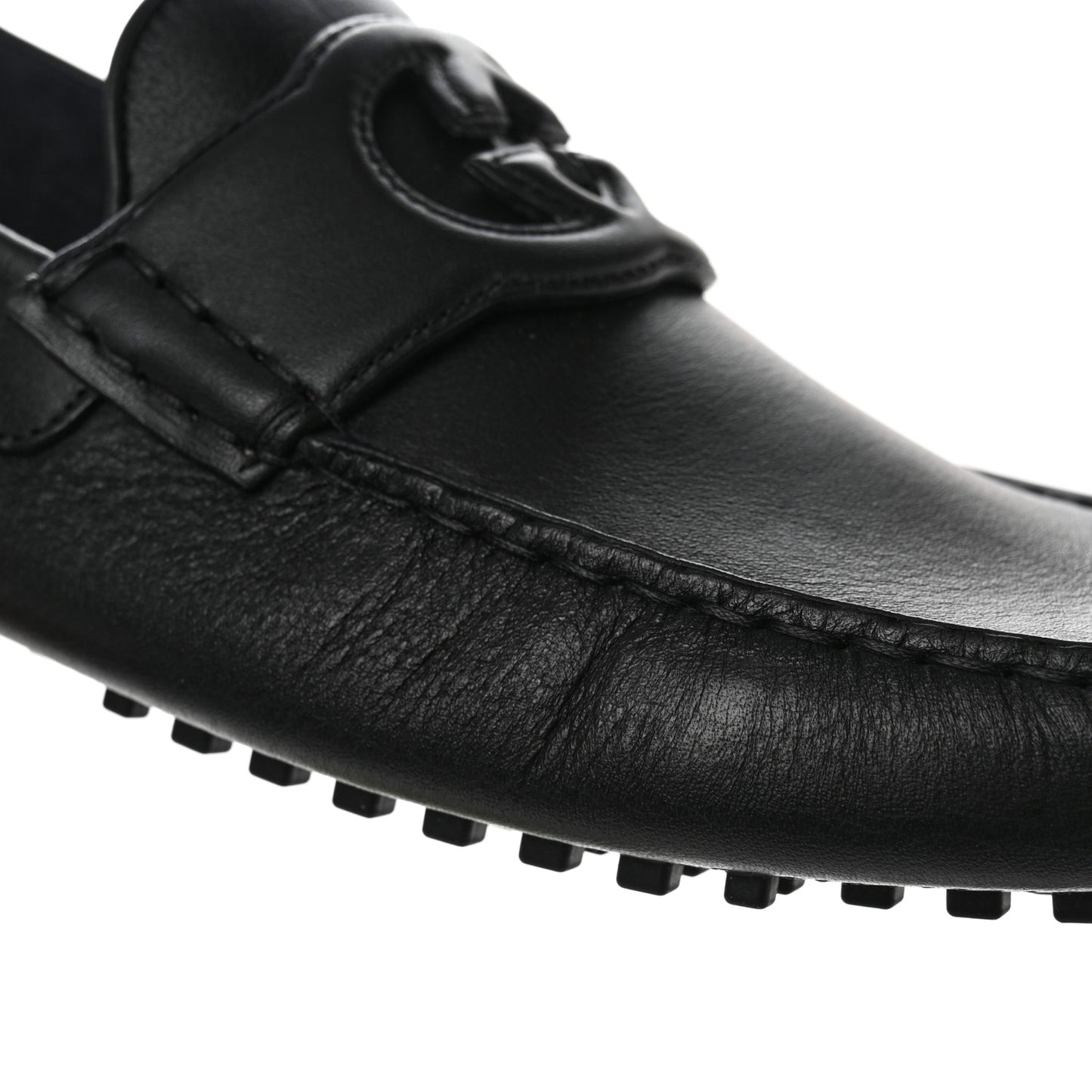 Soft Clove Calfskin Mens Interlocking G Driver Loafers 11 Black