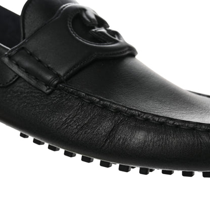 Gucci Soft Clove Calfskin Mens Interlocking G Driver Loafers 11 Black 9 of 10