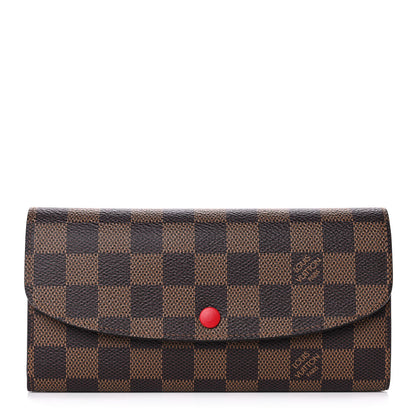 Louis Vuitton Damier Ebene Emilie Wallet Red 1 of 9