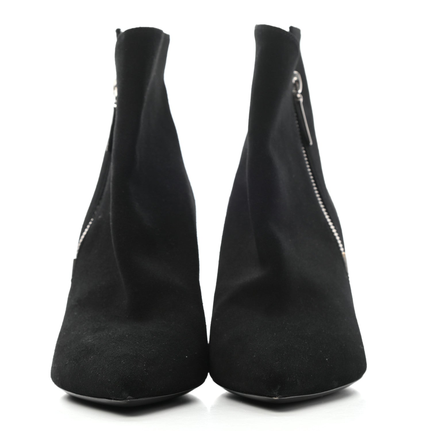 Saint Laurent Suede Soho Niki 85 Zip Booties 37.5 Black 2 of 9