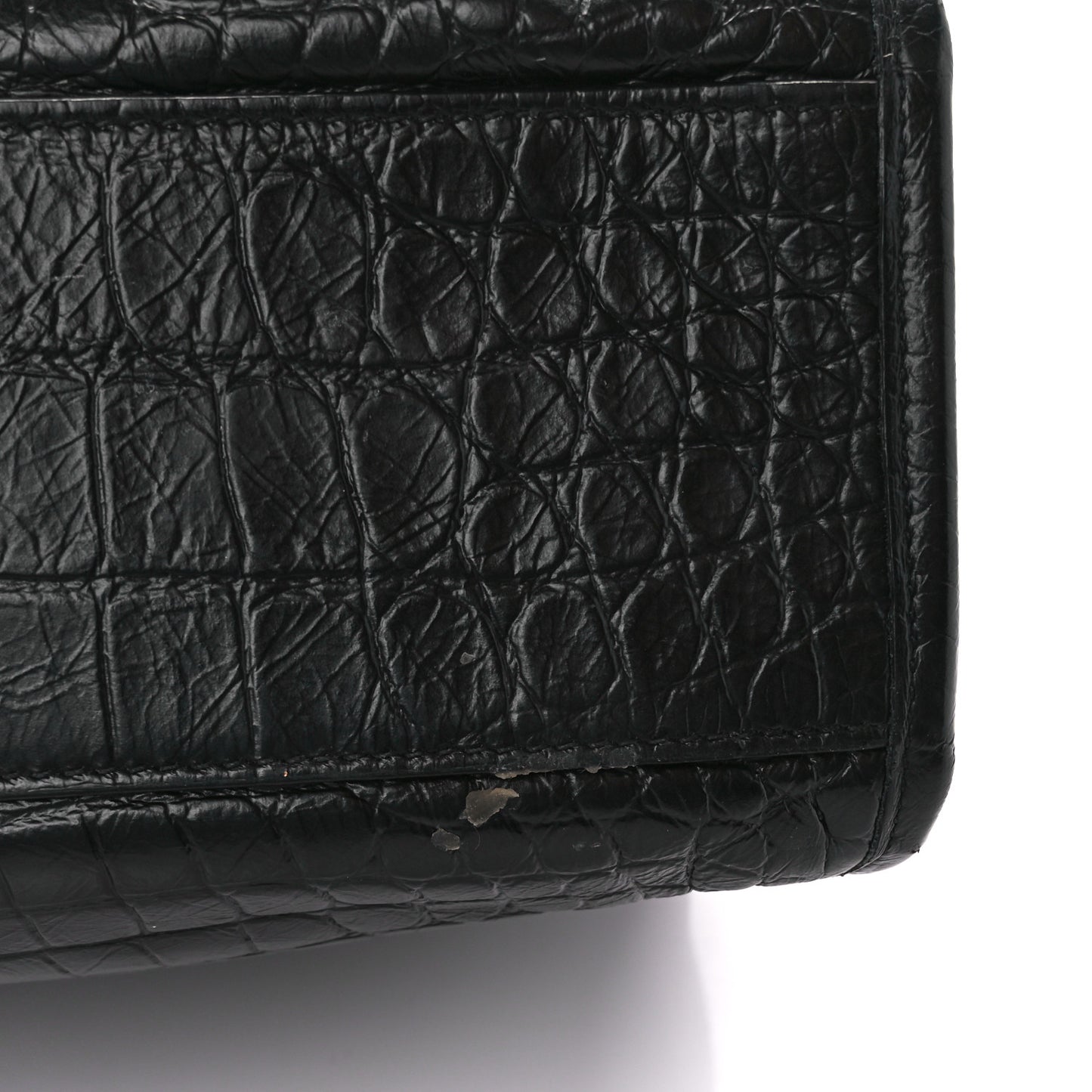 Calfskin Crocodile Embossed Monogram Medium Niki Shopping Bag Black