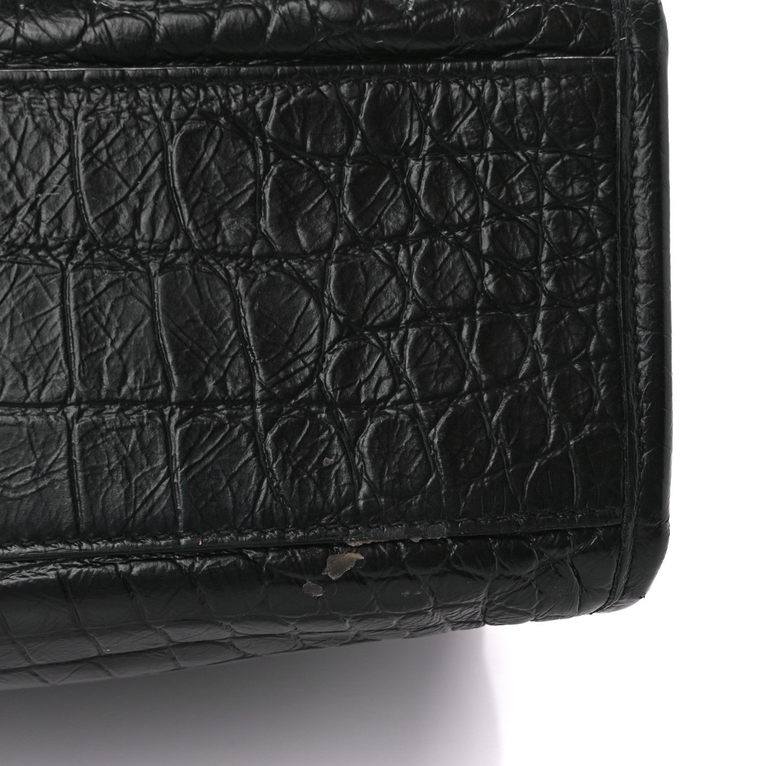 Saint Laurent Calfskin Crocodile Embossed Monogram Medium Niki Shopping Bag Black 11 of 12